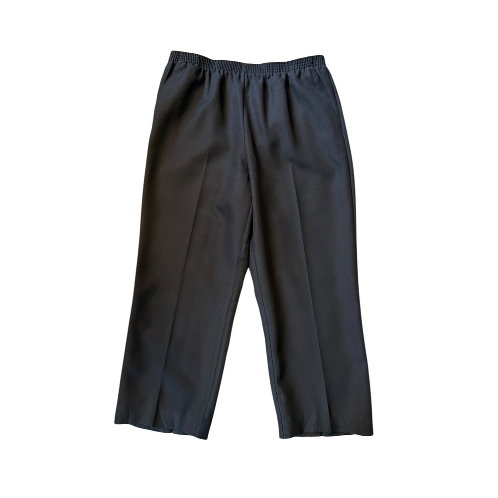 Alfred Dunner Petite Black Elastic Waist Pull On Straight Leg Trousers 14P